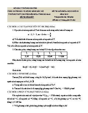 Đề thi khối 10 môn Hóa học năm 2015